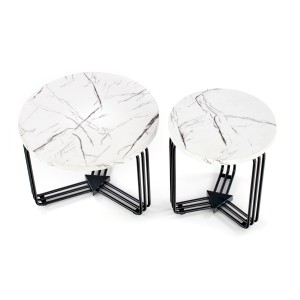 ANTICA M ława blat - biały marmur, stelaż - czarny