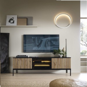 SENTO SZAFKA RTV154 (czarny/dąb wotan)