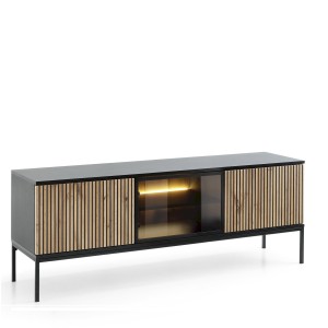 SENTO SZAFKA RTV154 (czarny/dąb wotan)