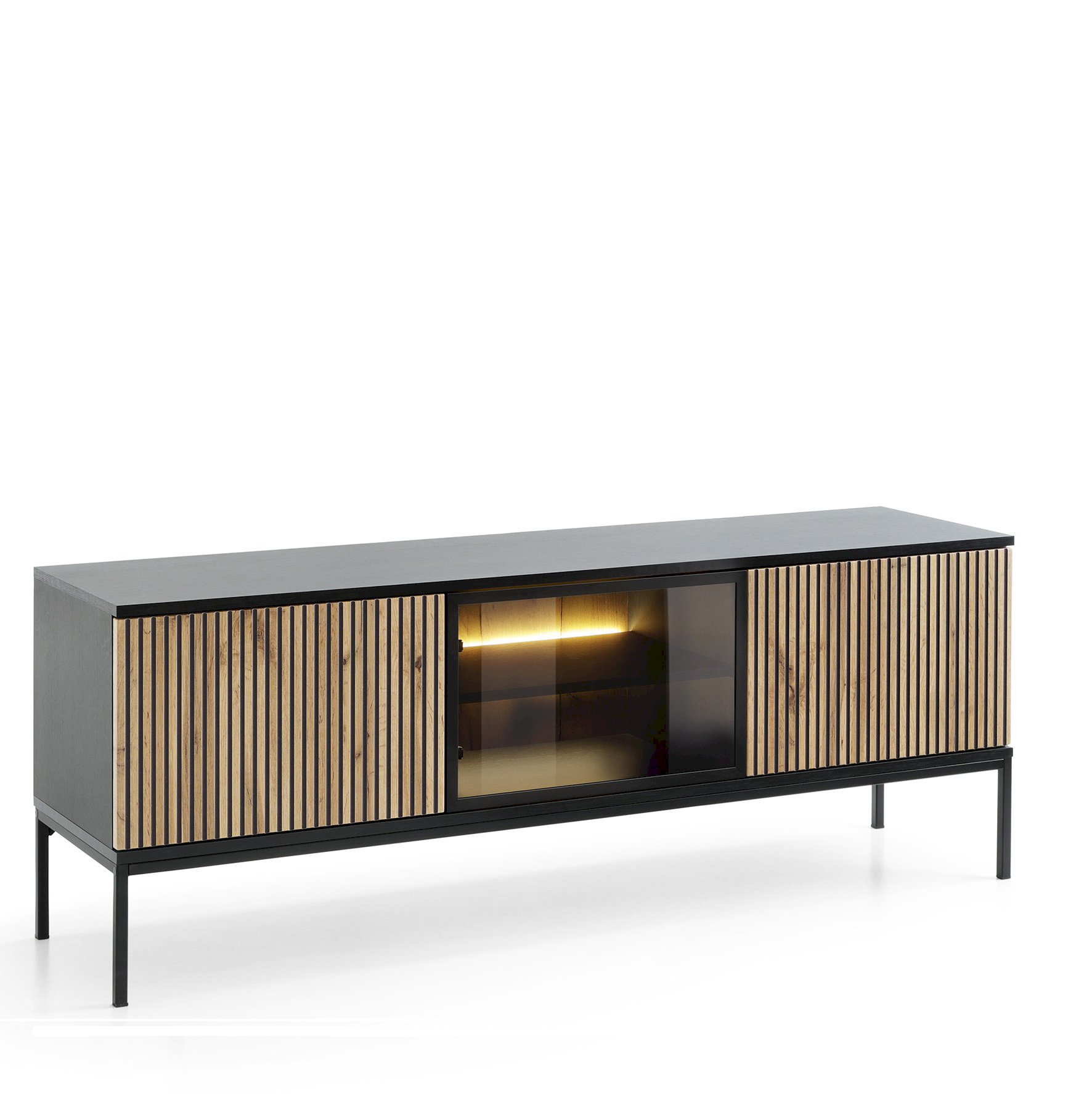 SENTO SZAFKA RTV154 (czarny/dąb wotan)