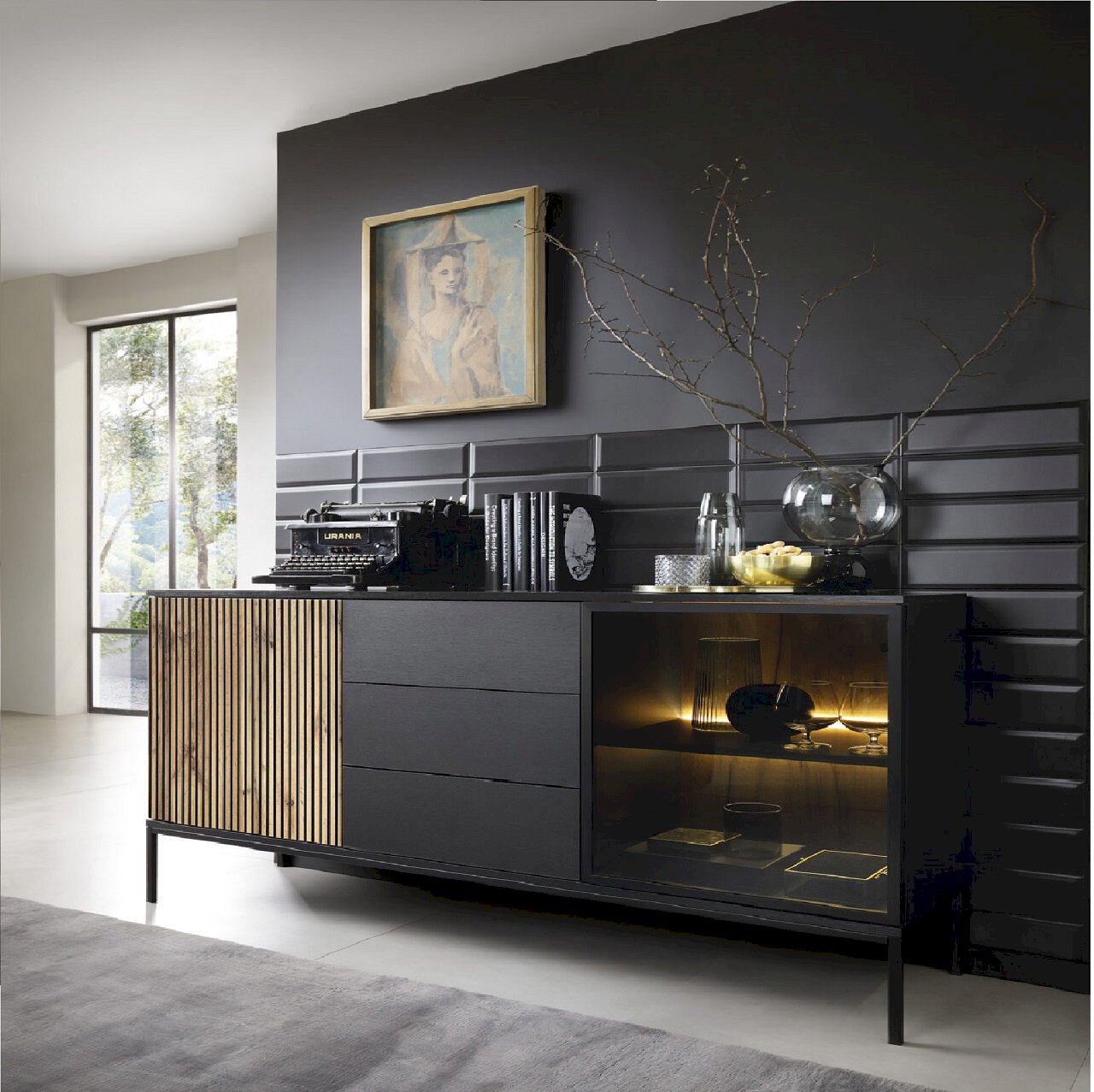 SENTO KOMODA KSZ154 (czarny/dąb wotan)