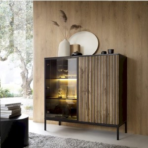 SENTO WITRYNA WT104 (czarny/dąb wotan)