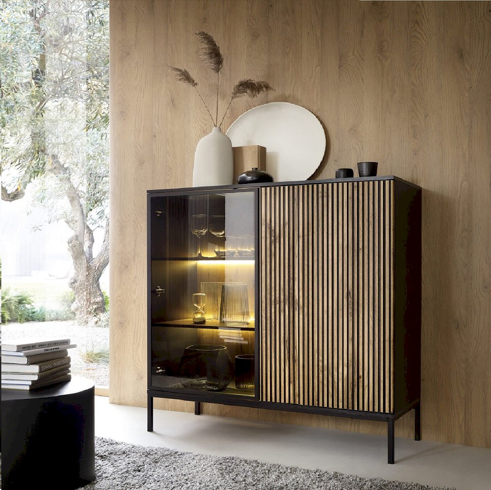 SENTO WITRYNA WT104 (czarny/dąb wotan)