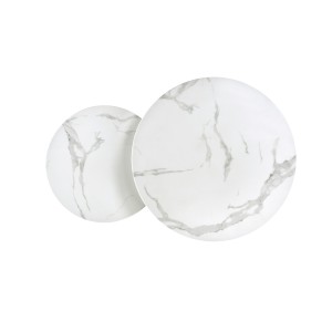 MERCURY 2 zestaw 2 ław, stelaż - srebrny, szkło - biały marmur