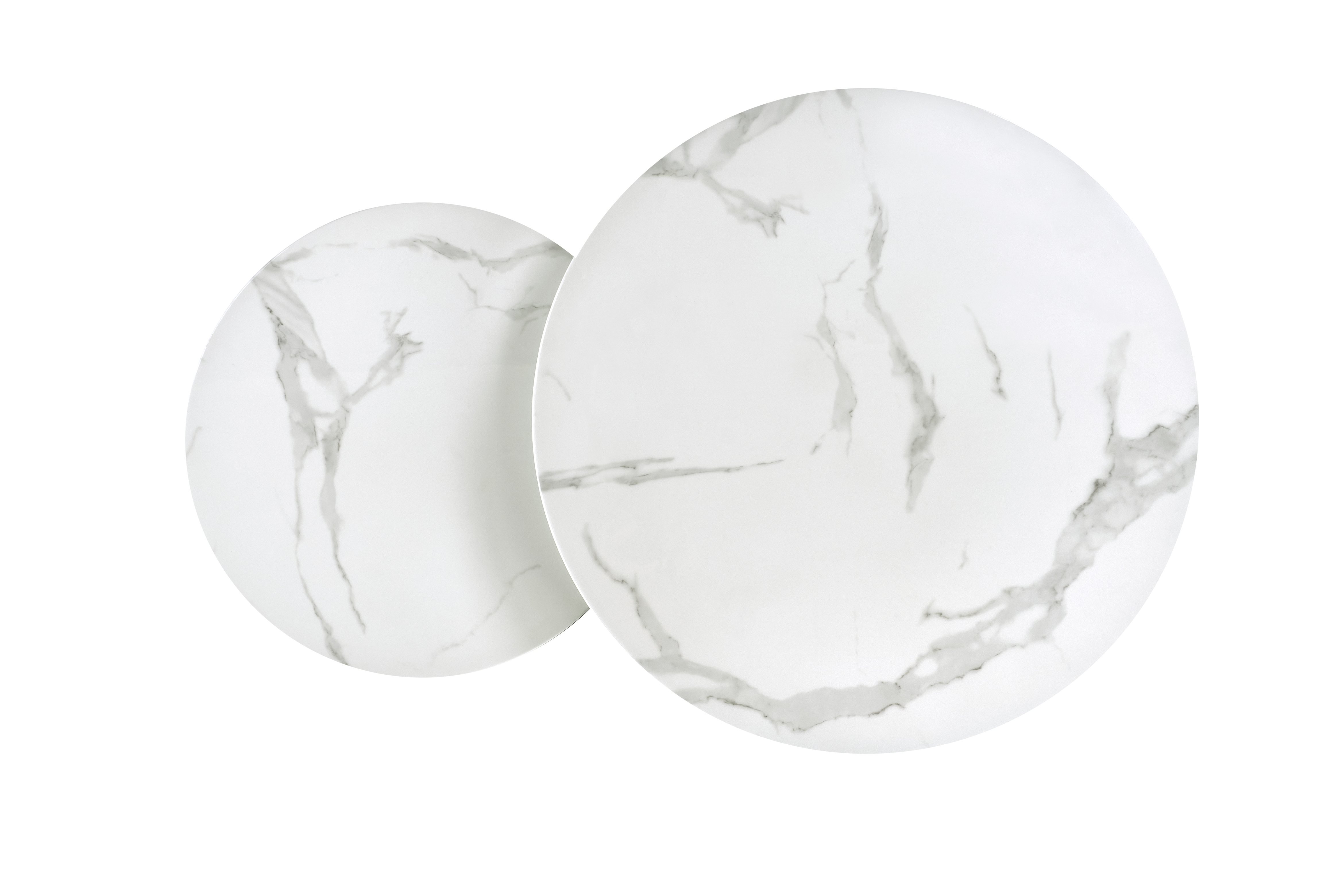 MERCURY 2 zestaw 2 ław, stelaż - srebrny, szkło - biały marmur