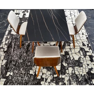 LOZANO stół rozkładany, czarny marmur / orzechowy