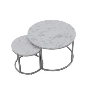 PAOLA zestaw 2 ław, marmur / srebrny