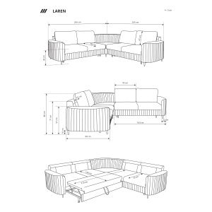NAROŻNIK LAREN Z FUNKCJĄ SPANIA I POJEMNIKIEM
