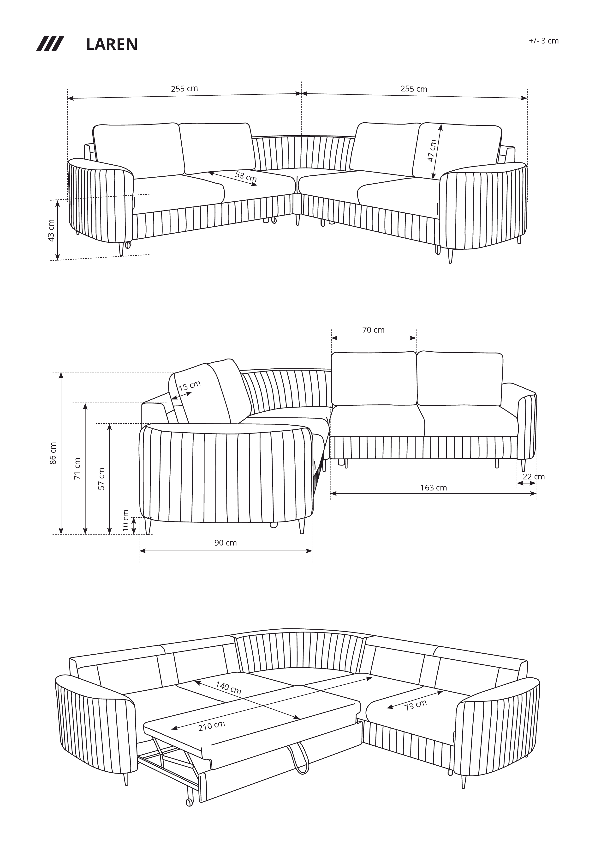 NAROŻNIK LAREN Z FUNKCJĄ SPANIA I POJEMNIKIEM