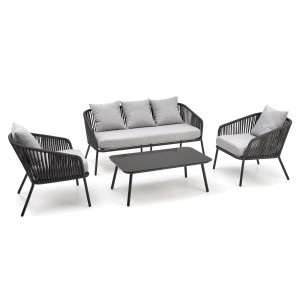 ROCCA zestaw ogrodowy ( sofa + fotel 2x + ława ), ciemny popiel / jasny popiel