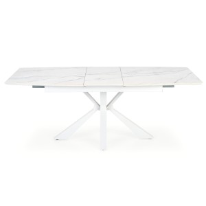 VIVALDI stół rozkładany blat - biały marmur, nogi - biały