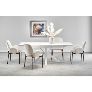 VIVALDI stół rozkładany blat - biały marmur, nogi - biały