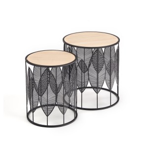 FOLLA zestaw 2 ław czarny / naturalny