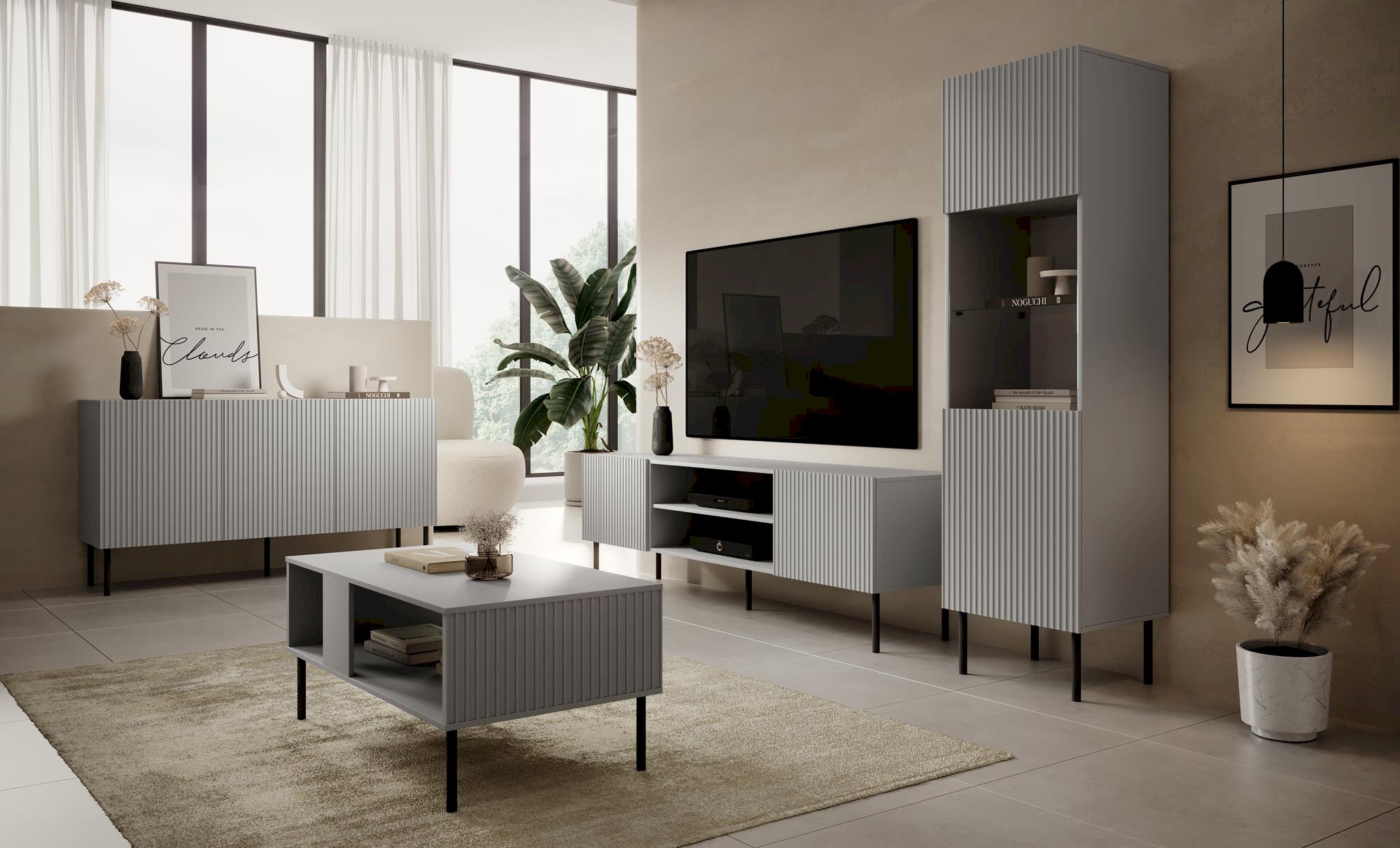 ASENSIO KM-1 komoda jasny popiel, nogi: czarny