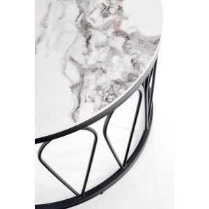FORMOSA zestaw 2 ław, biały marmur / czarny