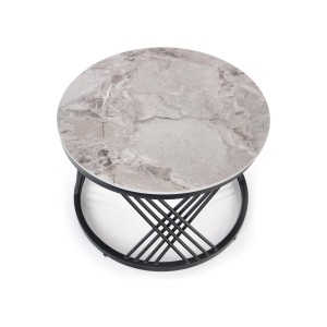 FLAMINGO zestaw 2 ław, popielaty marmur/ czarny