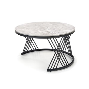 FLAMINGO zestaw 2 ław, popielaty marmur/ czarny