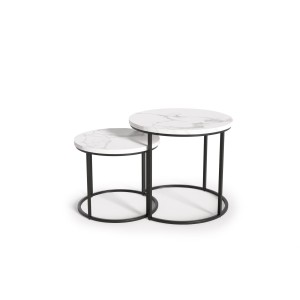 OREO zestaw dwóch ław biały marmur / czarny