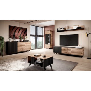 RANDOM W-1 witryna dąb wotan/czarny