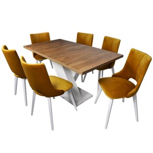 Stół Laminat 26X + 6 krzeseł Bella (zest. FX62)