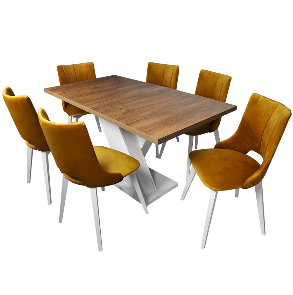 Stół Laminat 26X + 6 krzeseł Bella (zest. FX62)