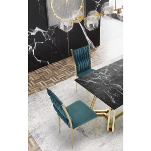 KONAMI stół, blat - czarny marmur, nogi - złoty