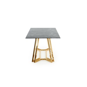 KONAMI stół, blat - czarny marmur, nogi - złoty