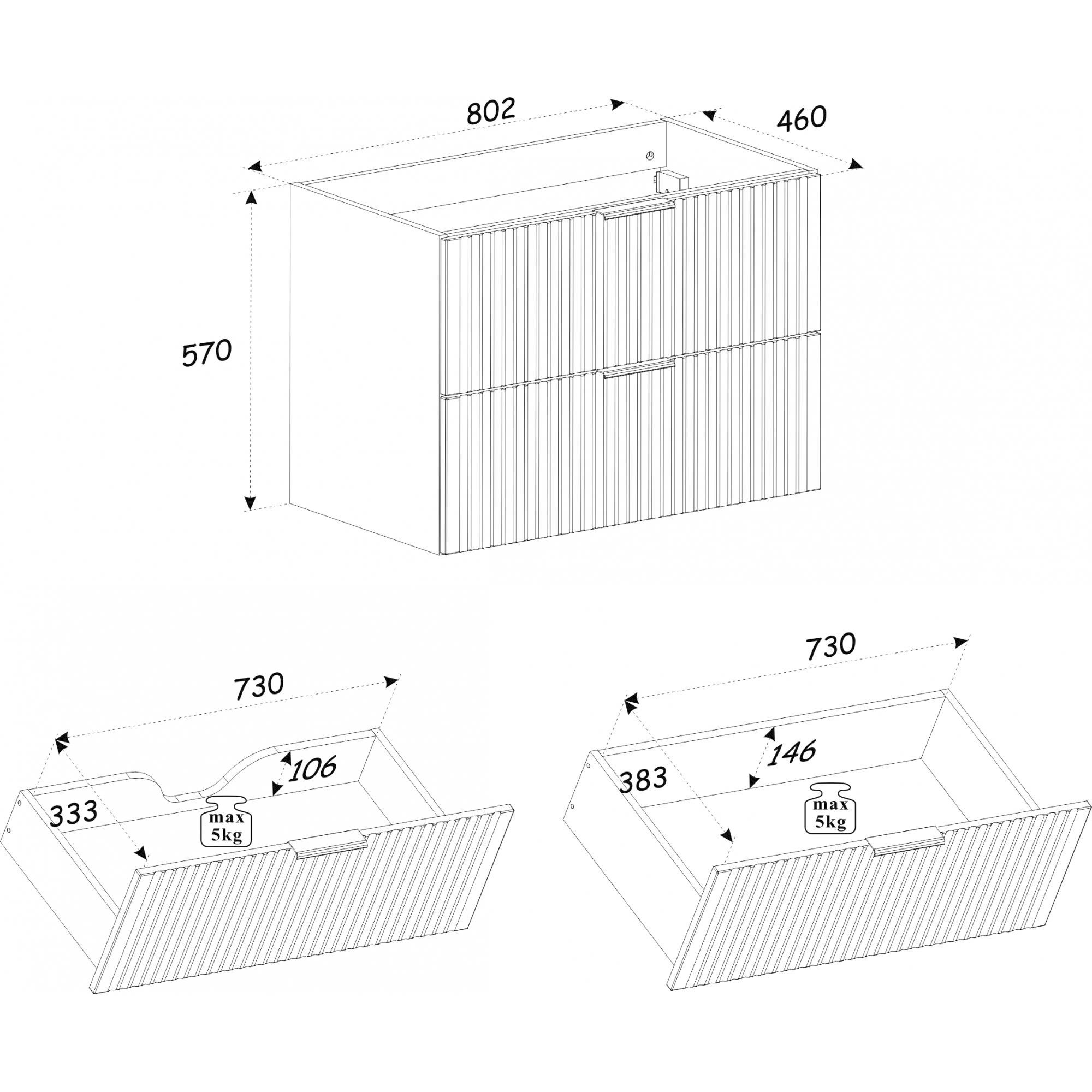 Szafka pod umywalkę ADEL BLACK 82-80-B-2S