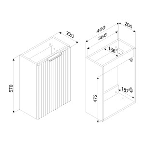 Szafka pod umywalkę ADEL BLACK 82-40-B-1D