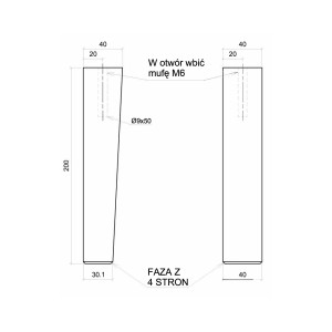Noga prosta DĄB COAST EVOKE 2SZT.
