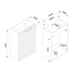 Szafka pod umywalkę XILO BLACK WOTAN 82-40- D-1D