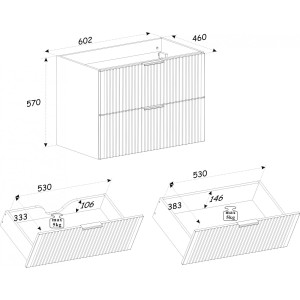 Szafka pod umywalkę XILO BLACK WOTAN 82-60- D-2S