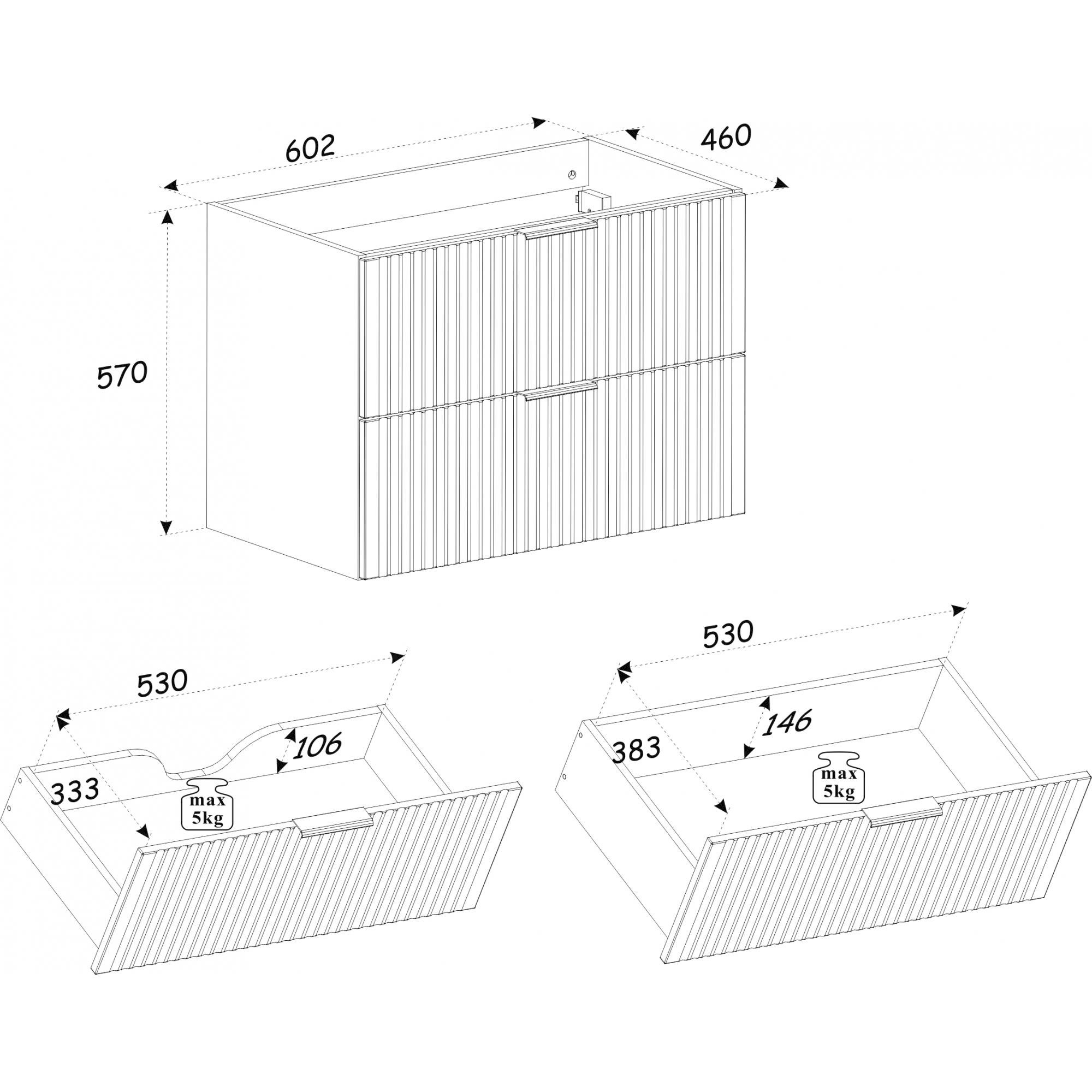 Szafka pod umywalkę XILO BLACK WOTAN 82-60- D-2S