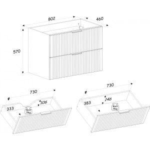 Szafka pod umywalkę XILO BLACK WOTAN 82-80- D-2S