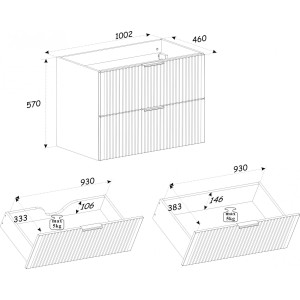 Szafka pod umywalkę XILO BLACK WOTAN 82- 100-D-2S