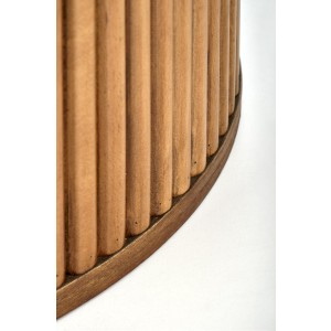 BRUNO stół okrągły, biały marmur / orzechowy