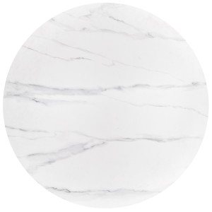 BRUNO stół okrągły, biały marmur / orzechowy