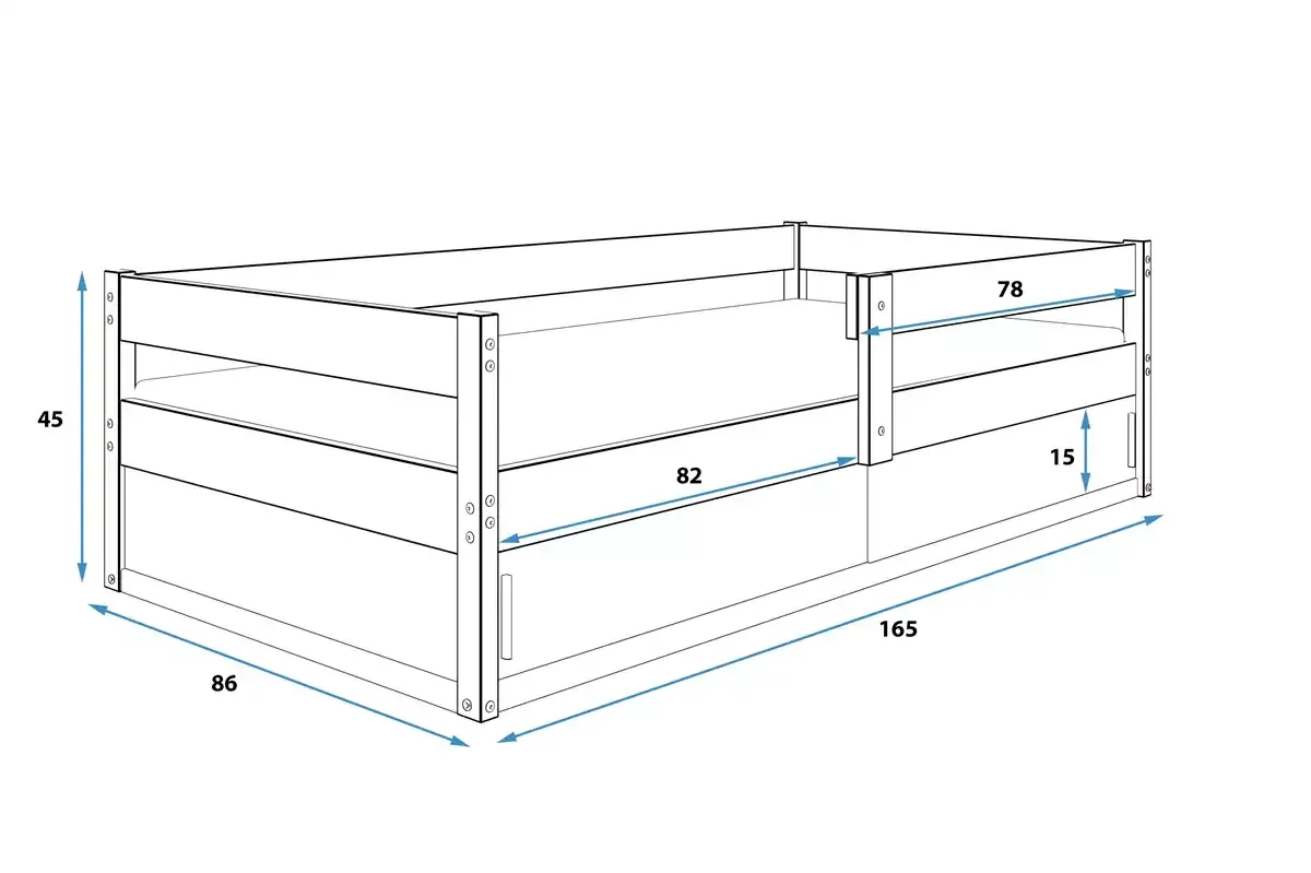 Łóżko Parterowe HUGO z Materacem Sosna + Biały