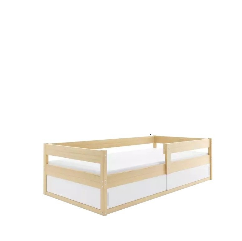 Łóżko Parterowe HUGO z Materacem Sosna + Biały