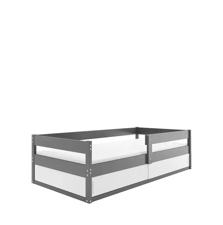 Łóżko Parterowe HUGO z Materacem Grafit + Biały