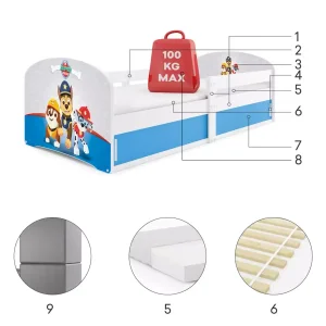 Łóżko Parterowe Łuki z Materacem Autko Grafit