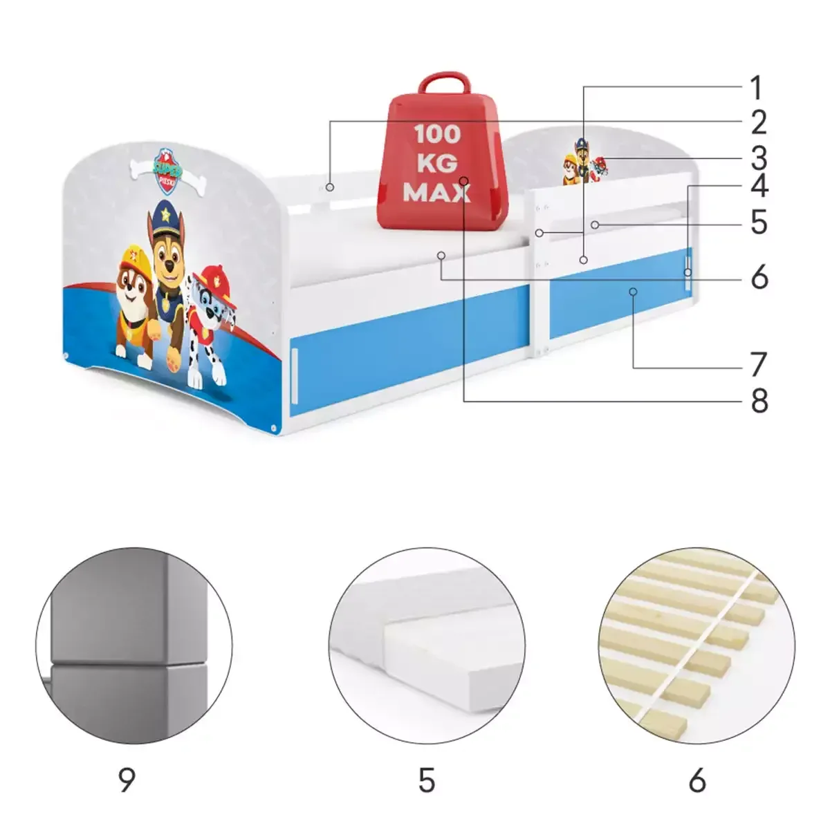 Łóżko Parterowe Łuki z Materacem Autko Grafit