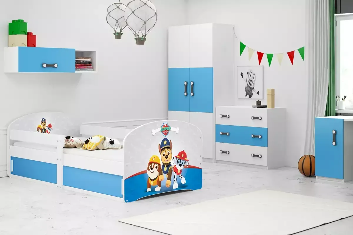 Łóżko Parterowe Łuki z Materacem Autko Grafit