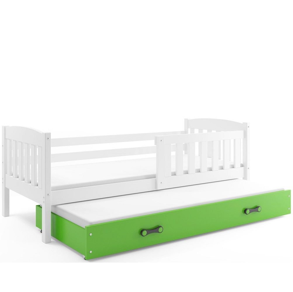 Łóżko Parterowe Kubuś Podwójne z Materacem Sosna + Grafit