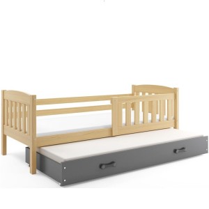 Łóżko Parterowe Kubuś Podwójne z Materacem Biały + Zielony