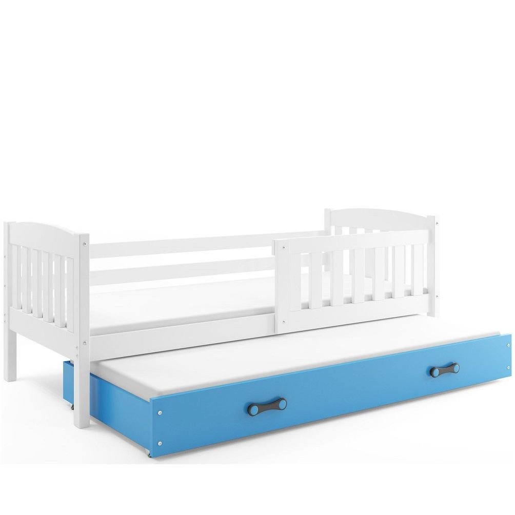 Łóżko Parterowe Kubuś Podwójne z Materacem Biały + Zielony