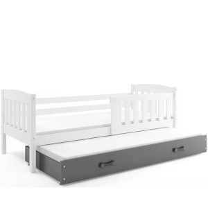 Łóżko Parterowe Kubuś Podwójne z Materacem Biały + Zielony