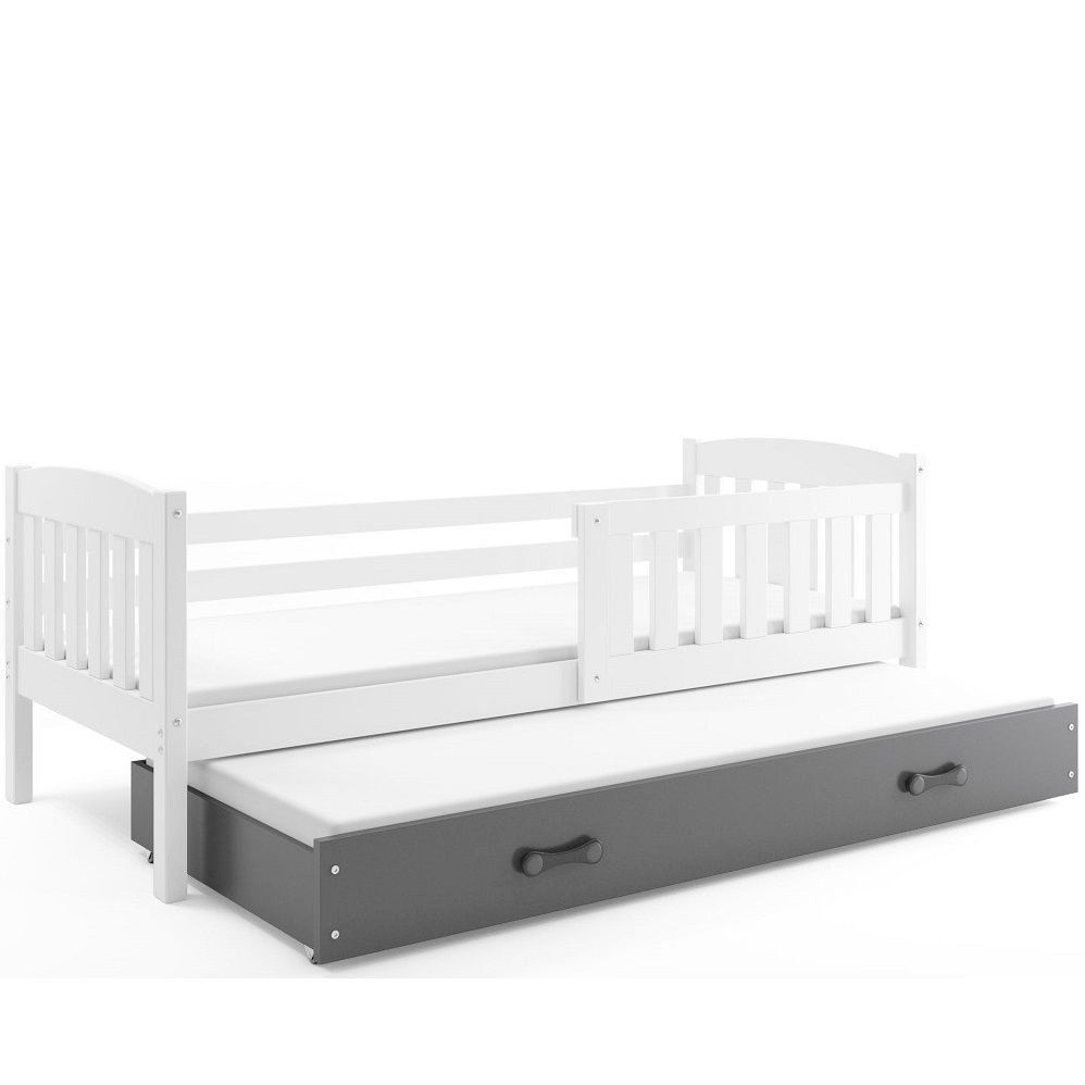 Łóżko Parterowe Kubuś Podwójne z Materacem Biały + Różowy