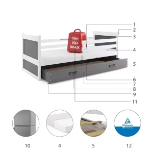 Łóżko Parterowe Rico z Materacem Białe