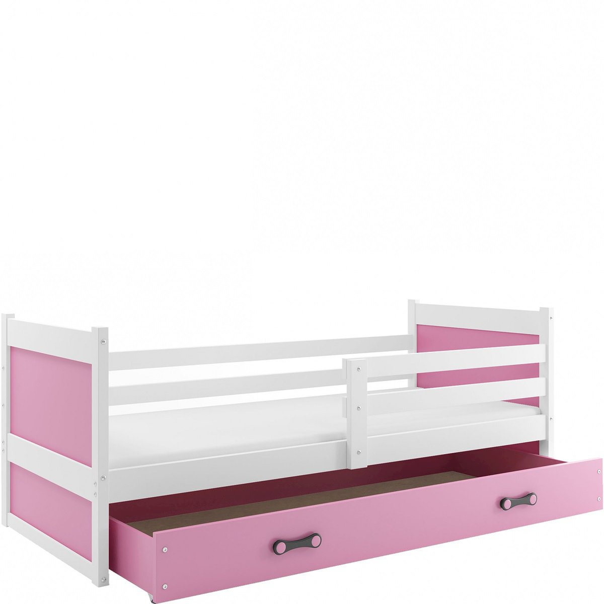 Łóżko Parterowe Rico z Materacem Biały + Różowy
